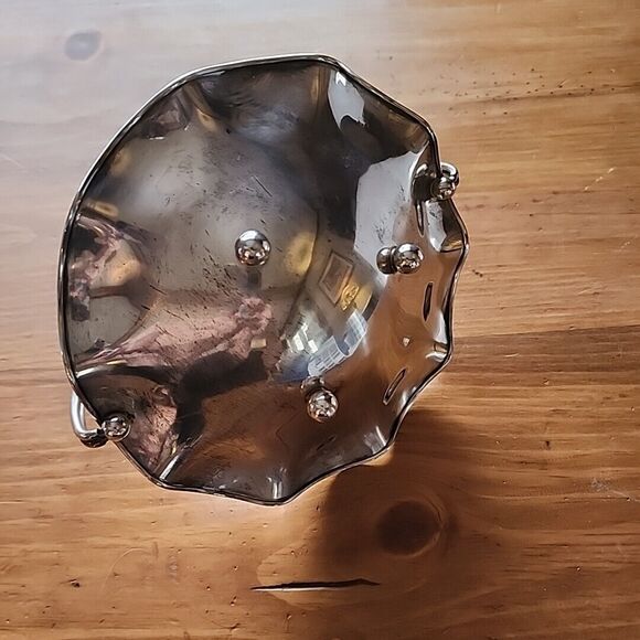 Vintage Metal Candy Dish Scalloped Edge & Holder with Twisted Handle - Picture 4 of 16